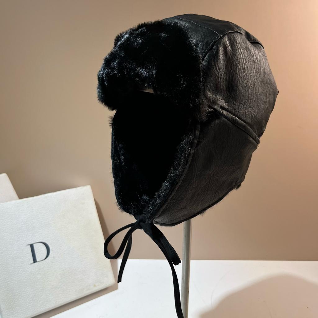 Winter Japanese Simulation Rabbit Velvet High-Quality Leather Leifeng Hat Northern Outdoor Riding Windproof Warm Ear Protector