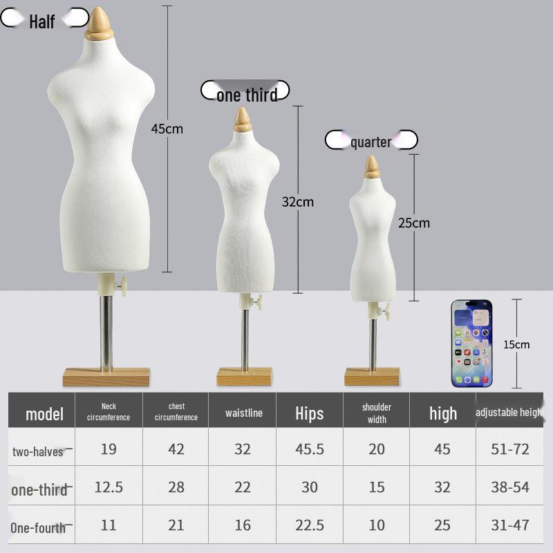 Half-Size Mini Draping Mannequin for Student Clothing Design