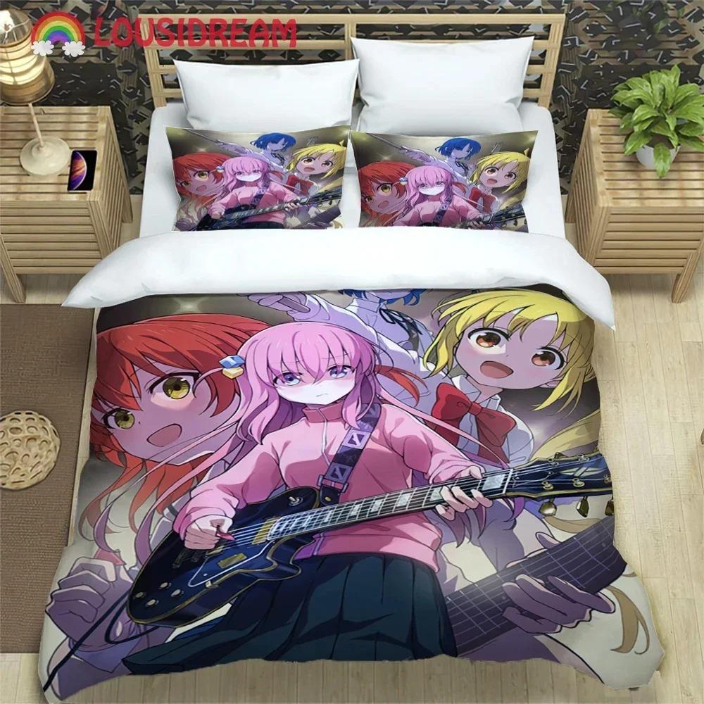 Comfortable Anime Print Bedding Set With Duvet Cover And Pillowcases King Queen Twin Sizes For All Ages