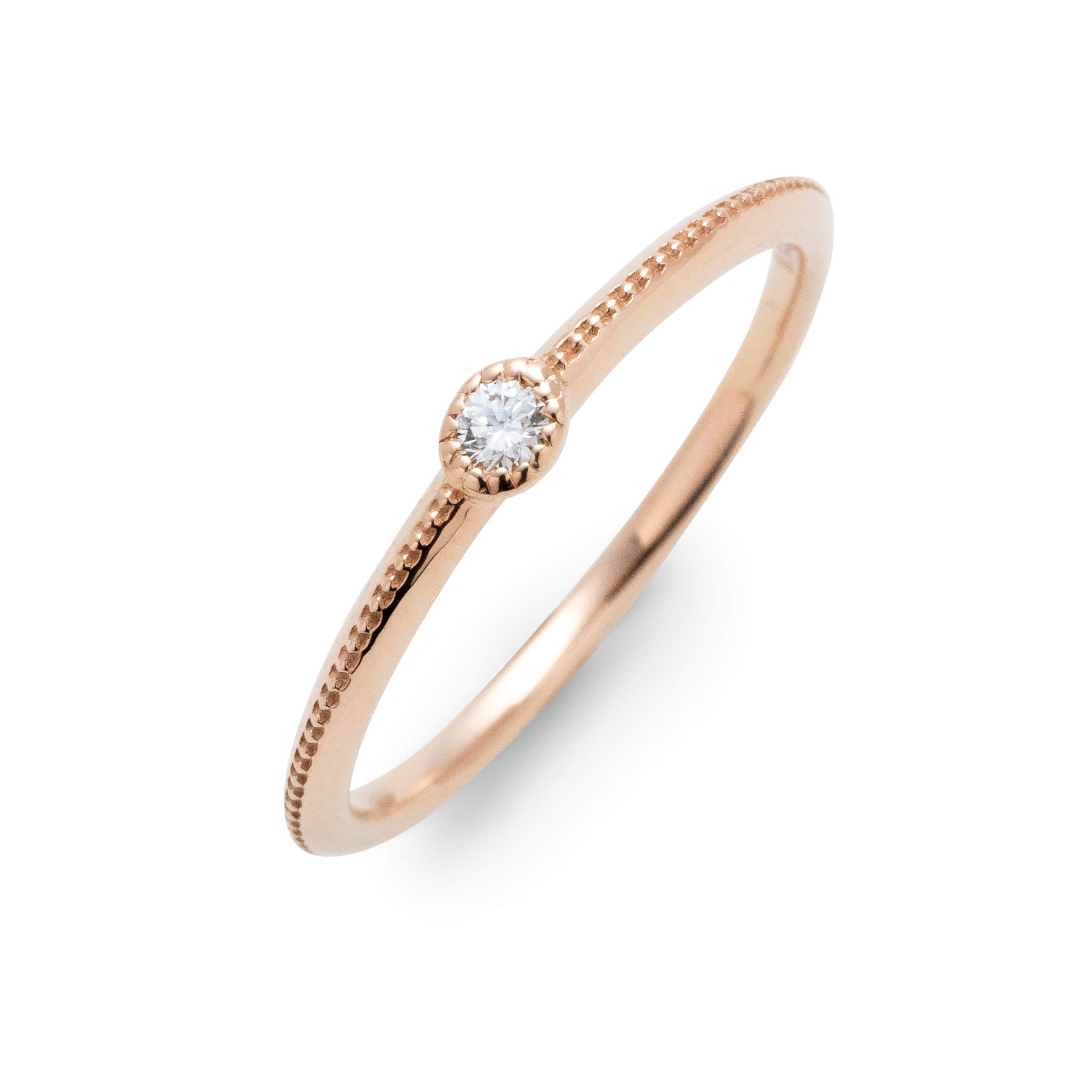 

LEGAN Pink Gold Diamond Size K18PG Natural Made in Japan Ring, 13, Milgrain, Simple, Slim, Diamond, Women s,