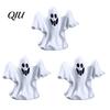 Outdoor Halloween Decoration 3Pcs Mini Resin Figurines, Miniature Pumpkin Ghost Grim Reaper Cake Topper Figure Castle Statue for Spooky Fairy Garden,