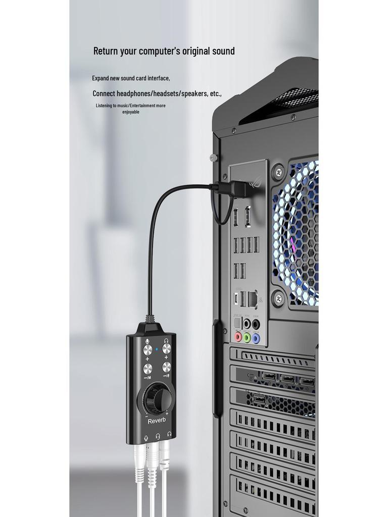 USB 7.1 Voice Changer: Male to Female, Loli Voice, Game or Live Streaming Compatible External Sound Card