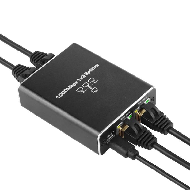 

High Speed LAN Splitter 1 to 2/3/4 Port 1000Mbps Ethernet Adapter Converter with USB Cable for Reliable Connection