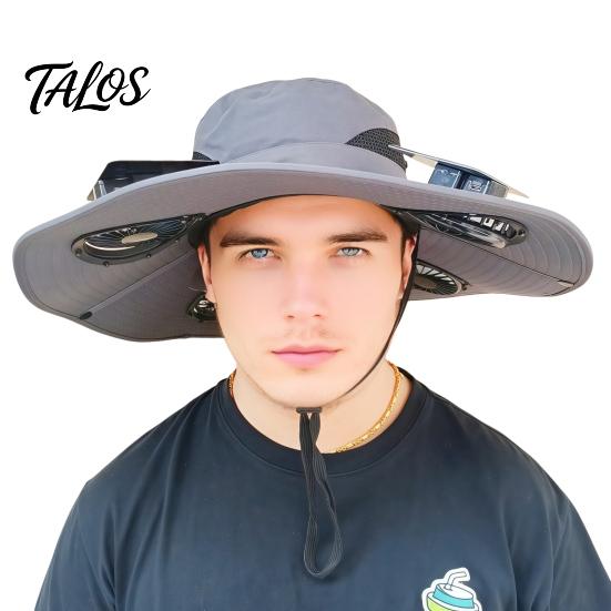 Outdoor Fishing Hat With Moisture-wicking Properties Fan Wide-Brimmed with Dual-Power Design Solar-powered Cooling For Cycling Solar USB Charging