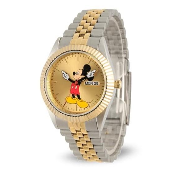 Reloj de pulsera Disney Mickey Mouse para hombre bicolor. reloj 2 - caja bicolor/brazalete de acero inoxidable bicolor.