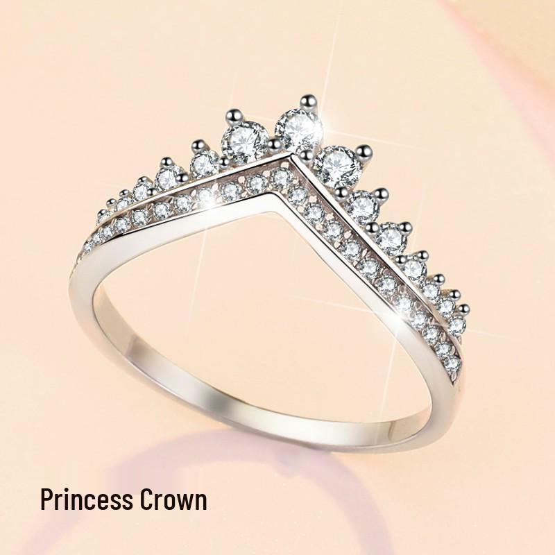 

S925 Sterling Silver Princess Crown Stackable Women s Ring US 8