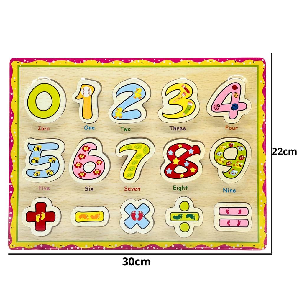 Nauka Cyferek Eko Puzzle Drewniane Sorter Układanka Drewno 30 X 22 Cm