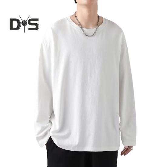 Pánské tričko s kulatým výstřihem, dlouhým rukávem, jednobarevné, pulovr, topy volného střihu, měkké prodyšné tričko, domácí posilovna, streetové oblečení