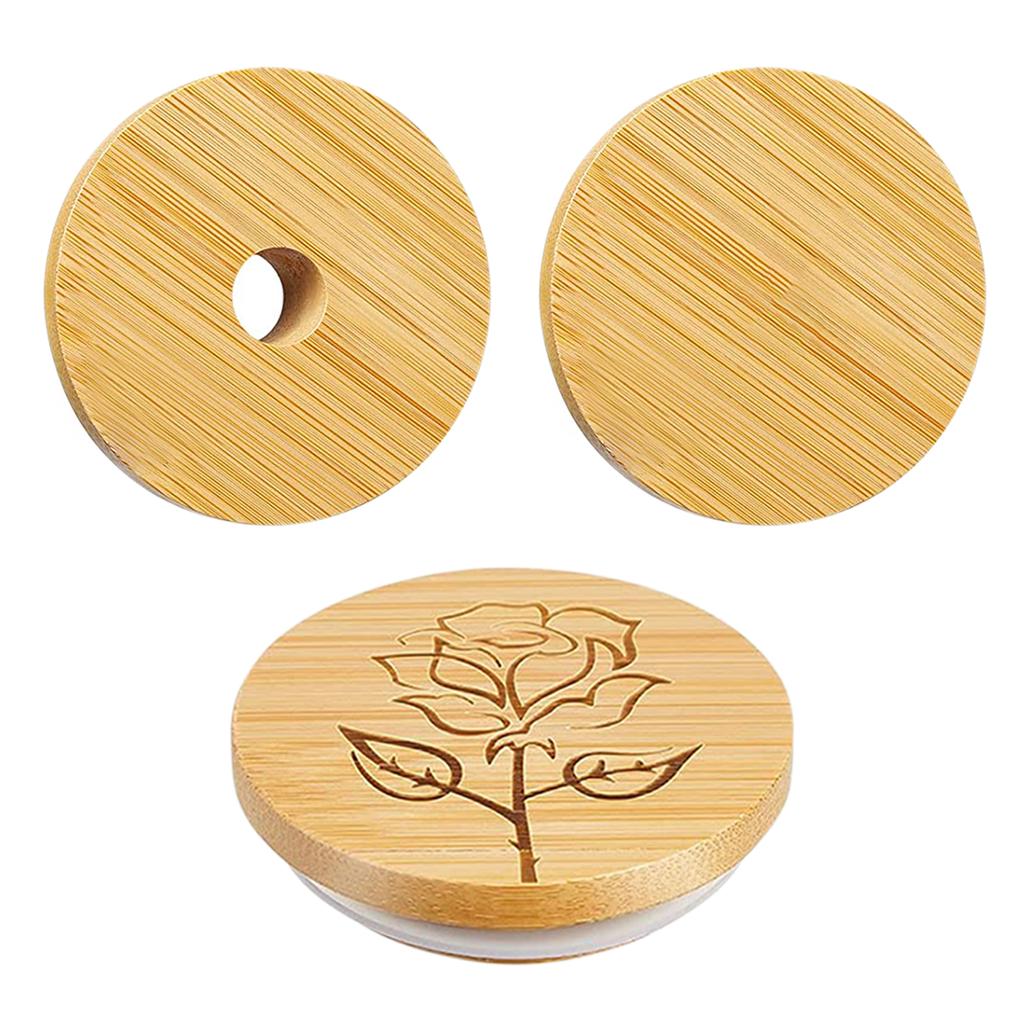 Buy Bamboo Mason Jar Lids Reusable With/without Straw Hole 8/16 Pack
