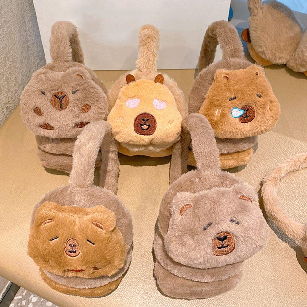 Cartoon Animal Warm Earflaps Windproof Cute Ear Cover Comfortable Capybara Plush Earmuffs  Riding