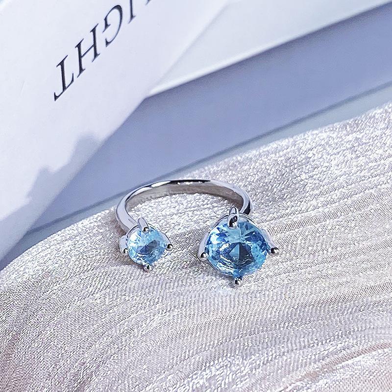 Color Treasure Multi-Color Full Diamond Zir*****Pen Ring Light Luxury High-End Super Flash Niche Design Ring