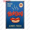Pizza Metal Sign Plaque, Vintage Fast Food Tin Sign, Ice Cream Wall Decor, Hot Dog for Kitchen, Diner Bar, Bread Room Decor, WY4