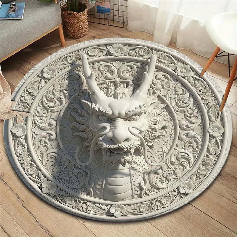 

Stonecarvedanimal Round Area Rug,Carpet Rug for Living Room Bedroom Sofa Playroom Decor,Non-slip Floor Mat 80cmx80cm