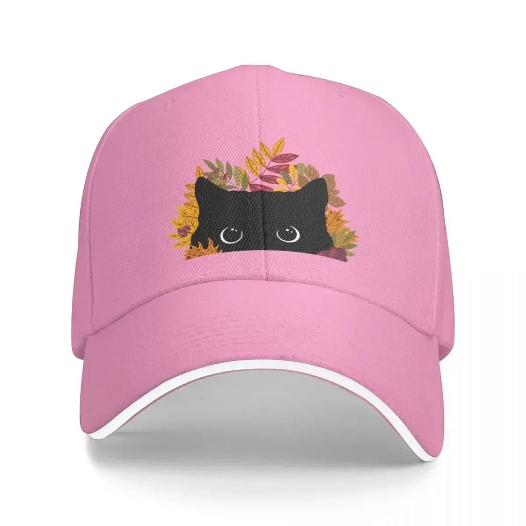 Black Cat Peeking Spying Autumn Fall Cap Baseball Cap Beach Hat Hip Hop Ball Cap Unisex Hats Womens