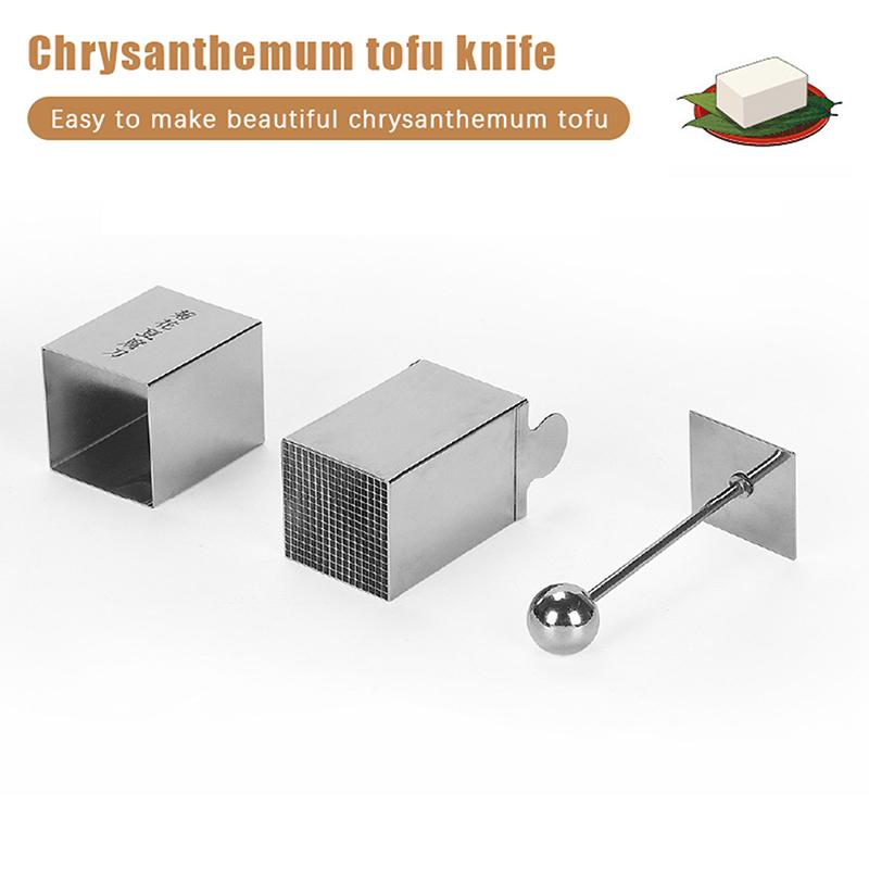 Kreative Edelstahl Tofu Zerkleinerungsform DIY Manueller Tofu Schneider Halter Schneller Schneider Chrysanthemen Tofu Schneidewerkzeug