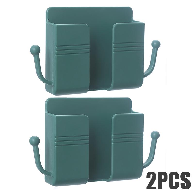4/2/1pcs Wall Mounted Mobile Phone Holder Multifunction Holder Remote Control Storage Box Charger Hook Cable Charging Dock Stand