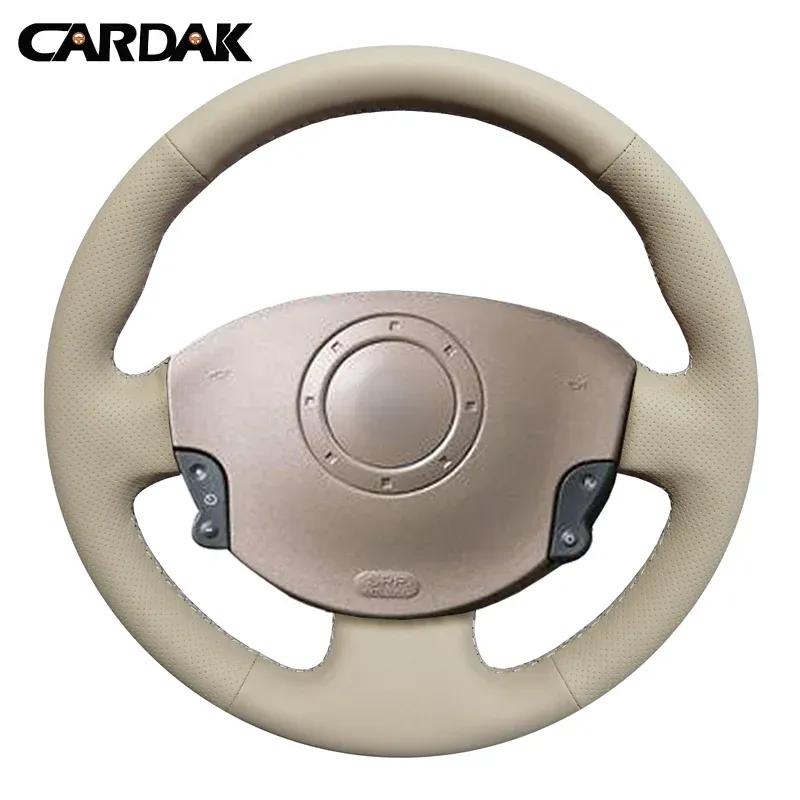 Beige Artificial Leather Hand-stitched Car Steering
