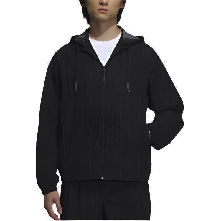 Adidas Wujie Series Striped Windproof Casual Hooded Jacket Men Jacket Black IW1512