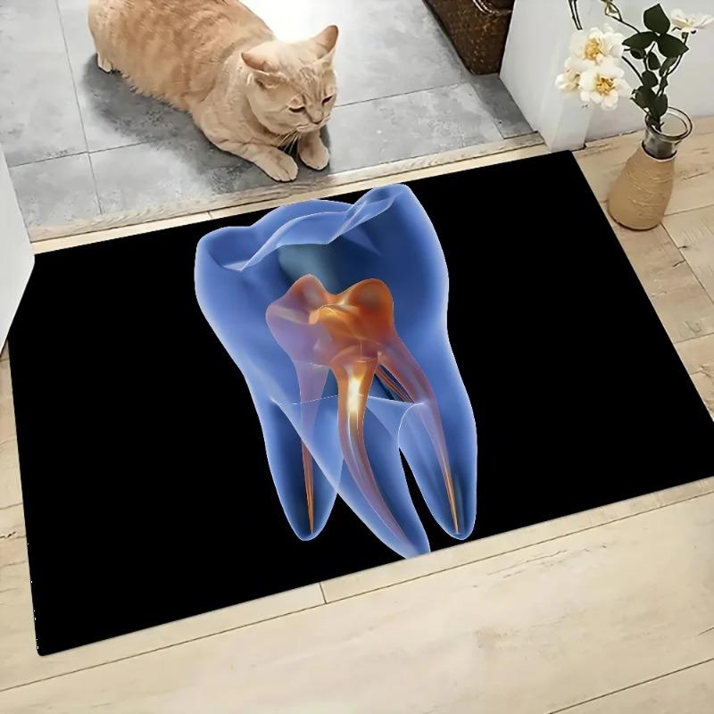 The Dentist Tooth Floor Mat Graphic Printed Flannel Doormats for Bathroom Kitchen Entrance Carpet Home Decor Homes Decoration