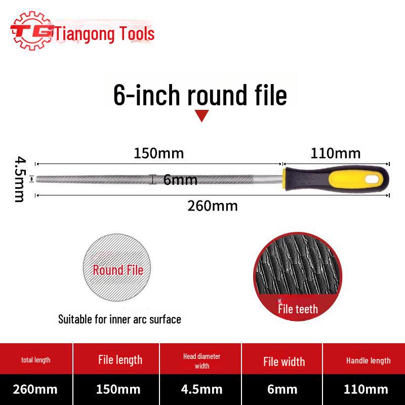 Tiangong High Carbon Steel Woodworking File Set: Triangular, Poking Knife, Round File for Benchwork and Grinding.