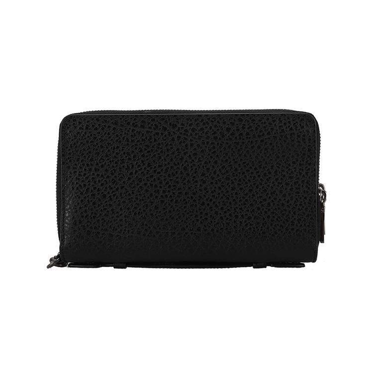 COACH Double Zip Wallet Leather Clutch Wallet Large Men's Black 67624-QBBK