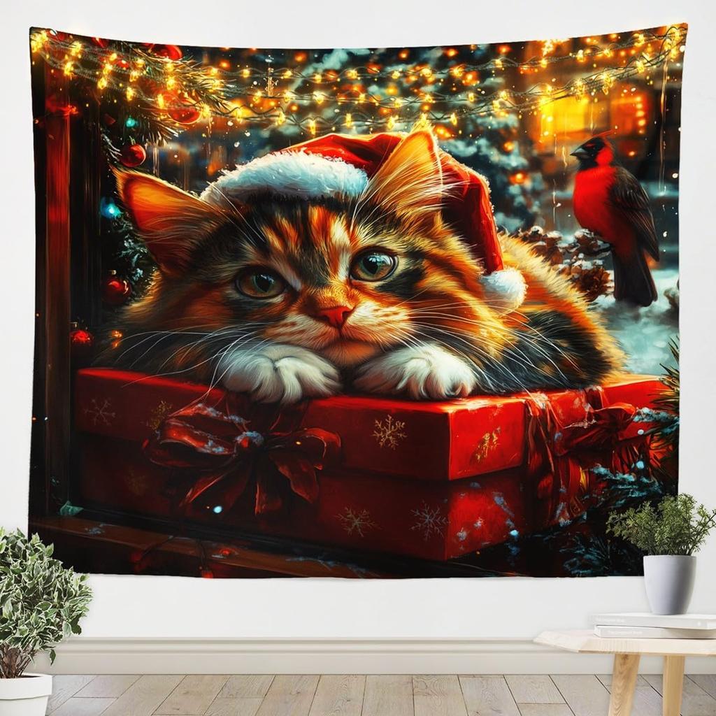 Christmas Tapestry New Year Background Wall Hanging Decoration Fireplace Stockings Gifts Hanging Cloth