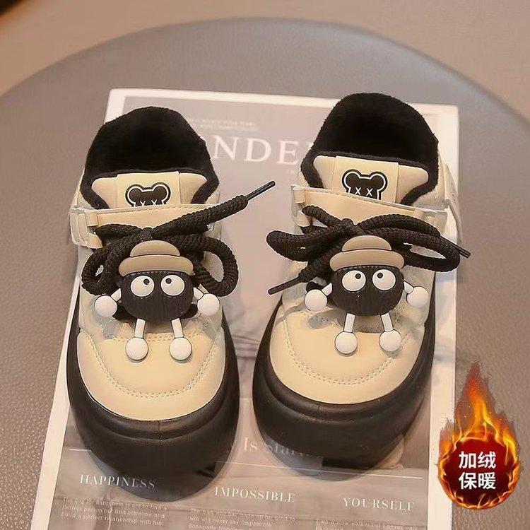 

[Winter Cartoon Velcro Sneakers for Boys Girls with Cute Pendant] size 37 чорний