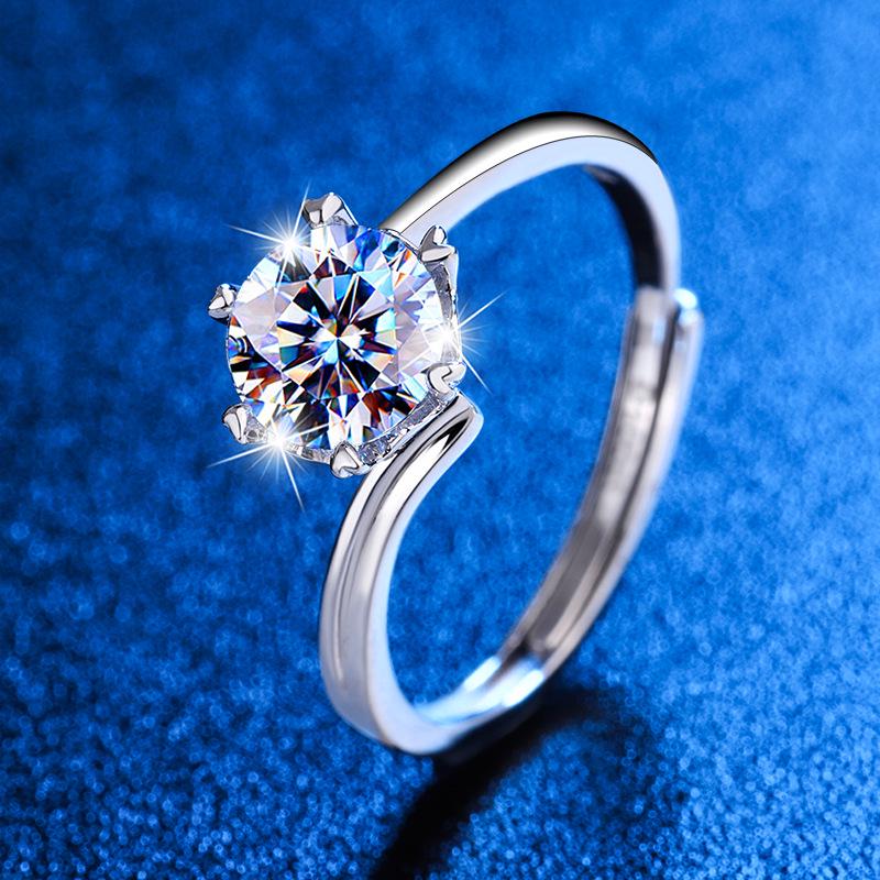 S925 Sterling Silver Women's Angel's Kiss 1 Carat Moissanite Ring