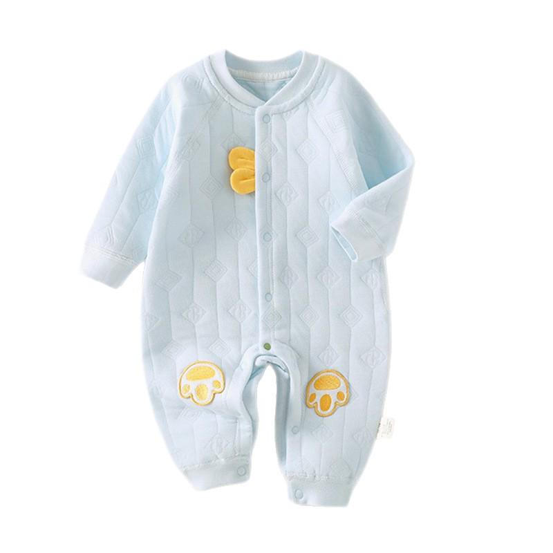 Cozy Air Cotton Baby Romper: Three-Layer Warm, Long-Sleeved Climbing Suit