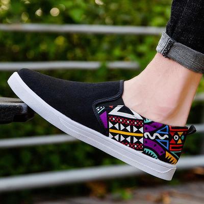Heren Casual Ademende Instappers Koreaanse Stijl Handbeschilderde Canvas Schoenen - Comfortabele Luie Schoenen voor Studenten.