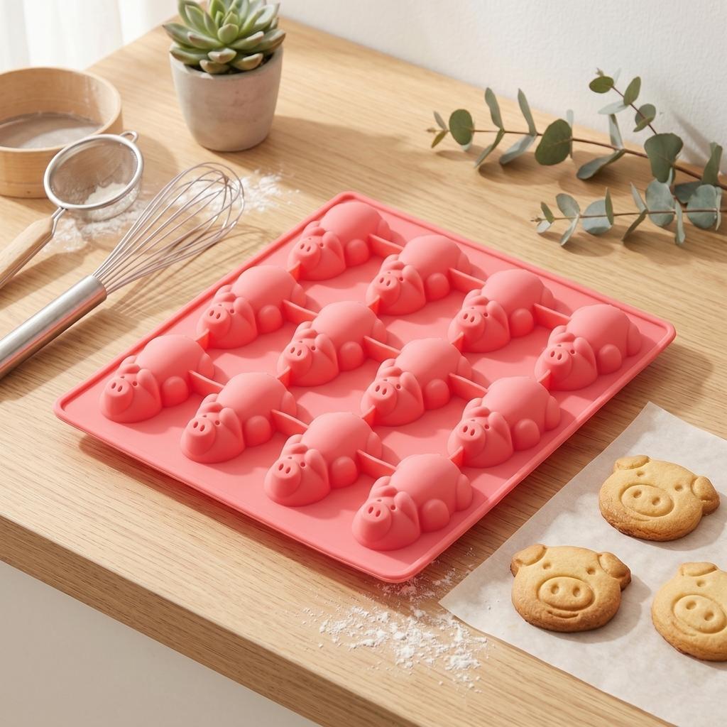 Silicone Pig-Shaped Baking Mold Flexible Non-Stick Tray for Cake Chocolate Candy Cookie Making Kitchen Tool