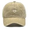 Little Heart Print Snapback Sun Hat Washed Retro Man Cap Adjustable Baseball Cap Perfect For Daily Wear One Size Fits All