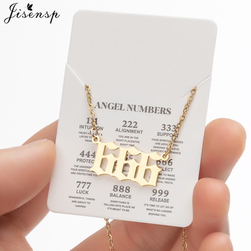Stainless Steel Angel Number Lucky Numbers Necklaces 111 222 333 444 555 888 999 777 666 Pendant Necklace Charms Jewelry