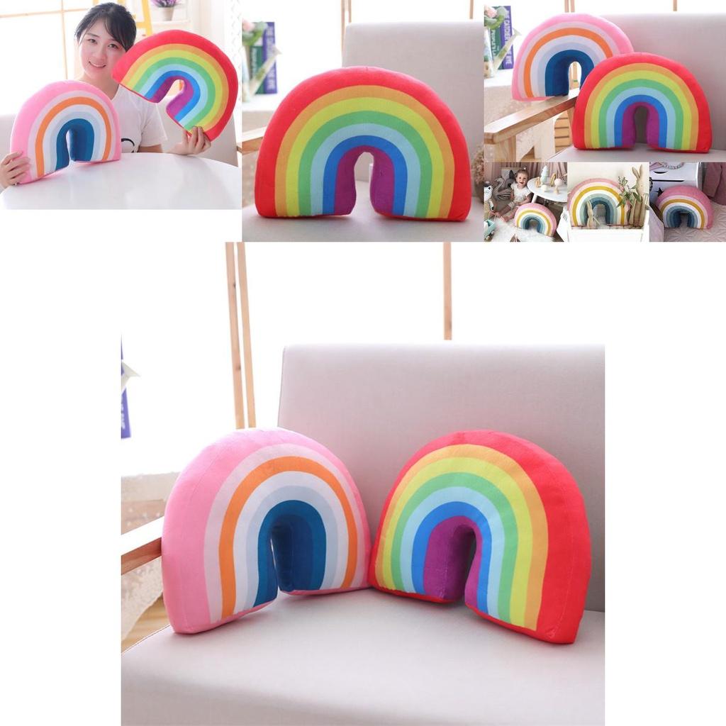 Multicolour Rainbow Plush Pillow Cushion Ideal For Relaxation And Decoration