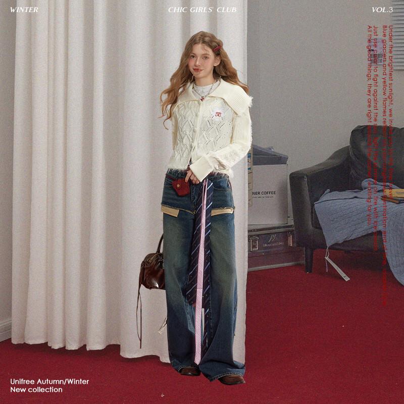 UNIFREE Women's Lapel Knit Cardigan