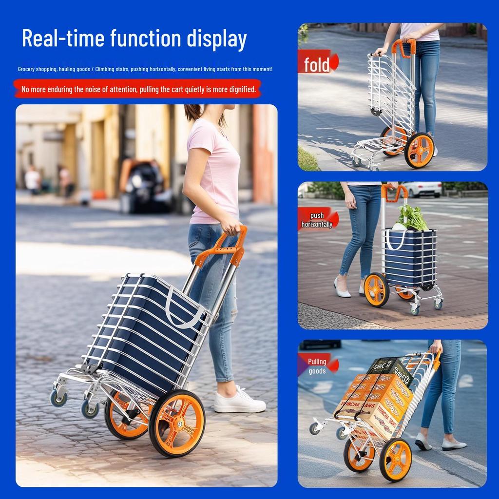 Giantex Folding Stair Climbing Grocery Cart - Lightweight, Portable & Hand-Pulled for Seniors