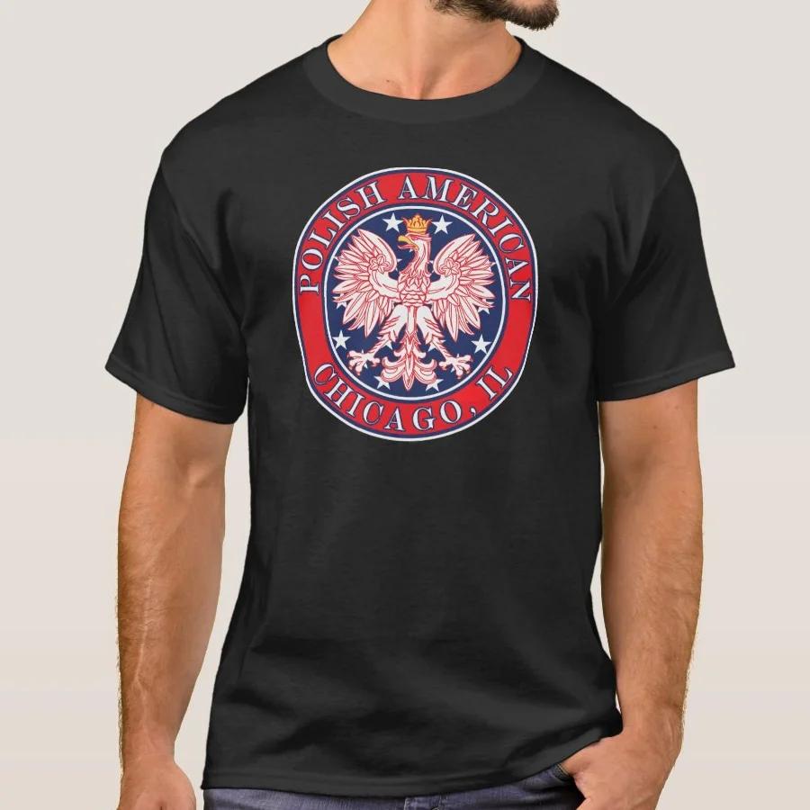 

America Chicago Illinois Circular Polish Eagle Emblem Seal T Shirt Short Sleeve Casual 100 Cotton ONeck Summer Mens Tshirt S