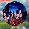 2D Flat 20*20cm1pc Night City skyscraper Neon landscape lights Round Pendant, Vibrant Night urban Theme Science fiction style high quality ornament