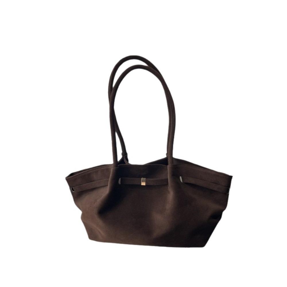 Matte Finish Underarm Bag Large Capacity Vintage Velvet Tote Bag Inner Pocket Suede Material Shoulder Bag Casual Commuting