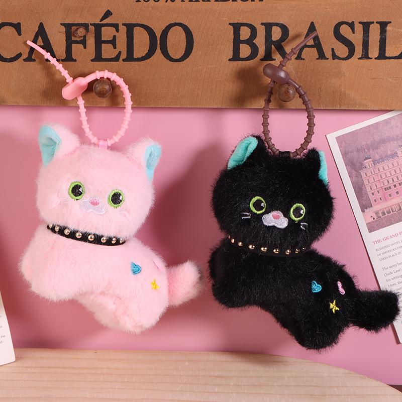 Niedliche Katze Plüschtier Schlüsselanhänger Cartoon Kätzchen Weiche Stoffpuppe Anhänger Autoschlüsselring Rucksack Tasche Dekor Kindergeschenk