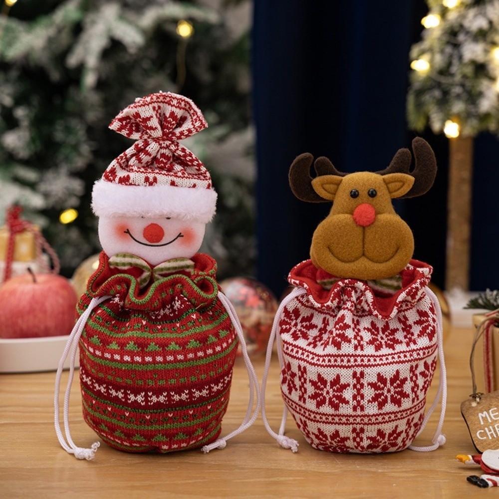 Knitted Christmas Knitted Gift Bags 3D Cartoon Candy Storage Bags  New Year Celebration