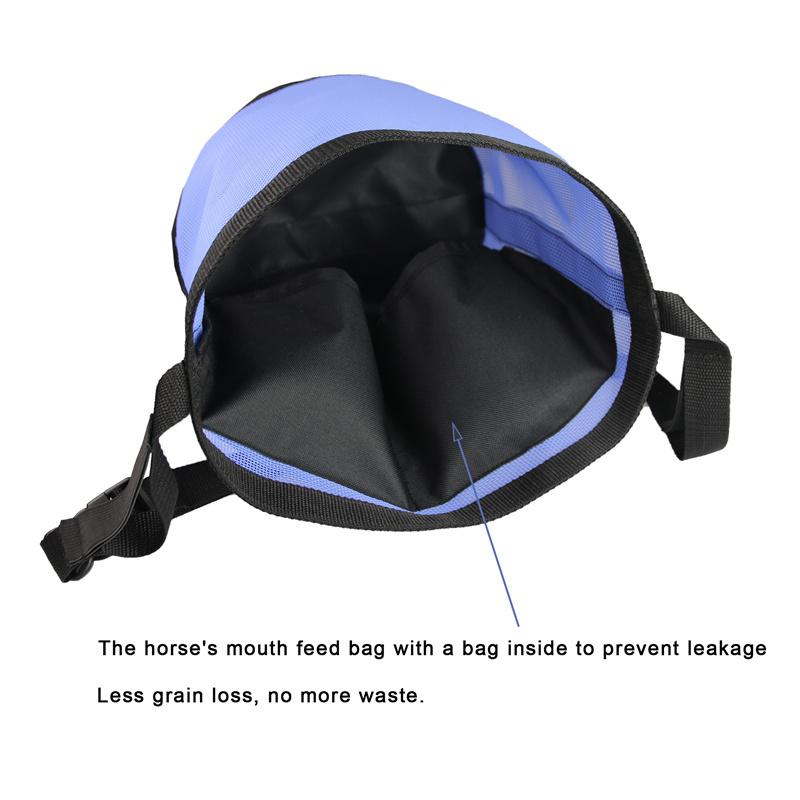 Feed Bag for Horses Grain Feedbag Slow Feeding Adjustable Elastic Strap Horse Supplies Hay Bag Horse Care Products