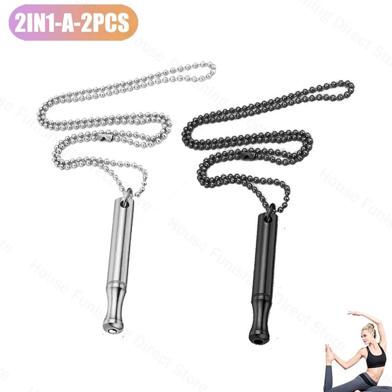 2025 New Necklace Meditation Breathing Stainless Steel Whistle Pendant Anxiety Relief Decompression Necklace Jewelry Accessories
