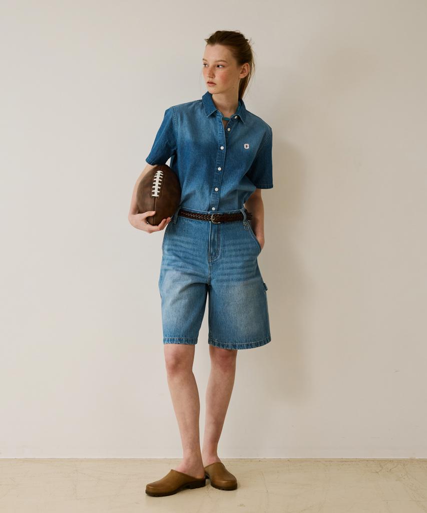Covernat Woman Bermuda Denim Shorts Blue