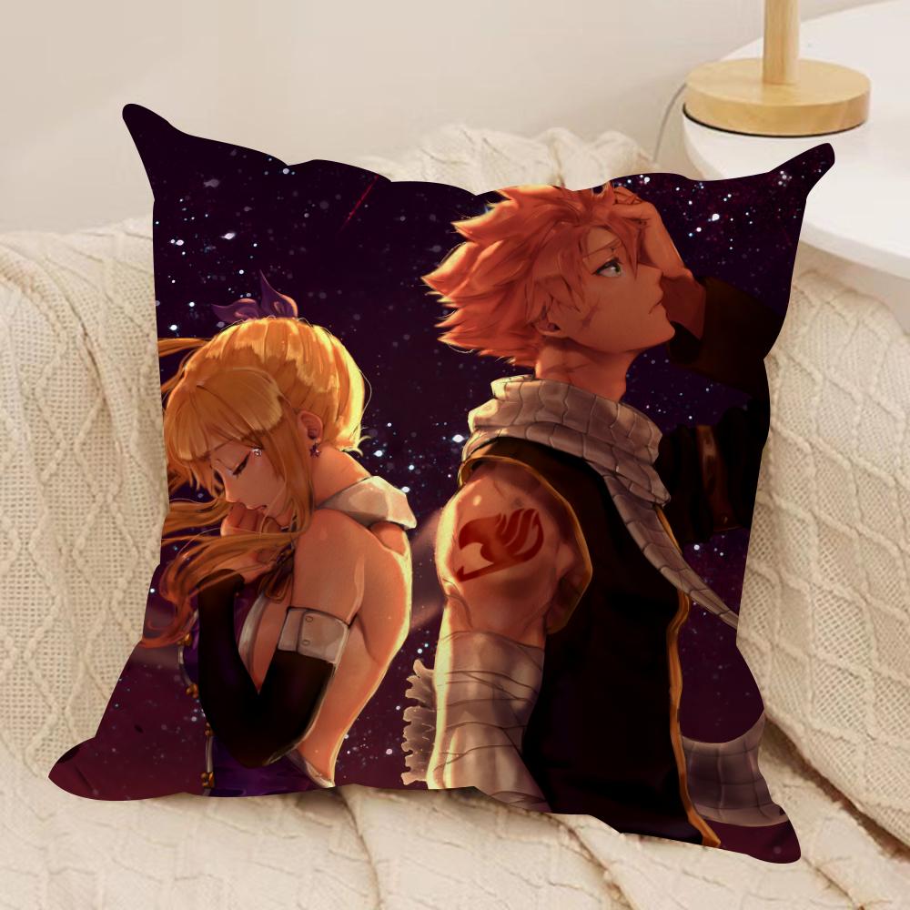 Anime Lucy HHeartfilia Cushion Cover Soft Plush Fabric DoubleSided Printed Sofa Cushion Cover for All Seasons Home Decor Gift