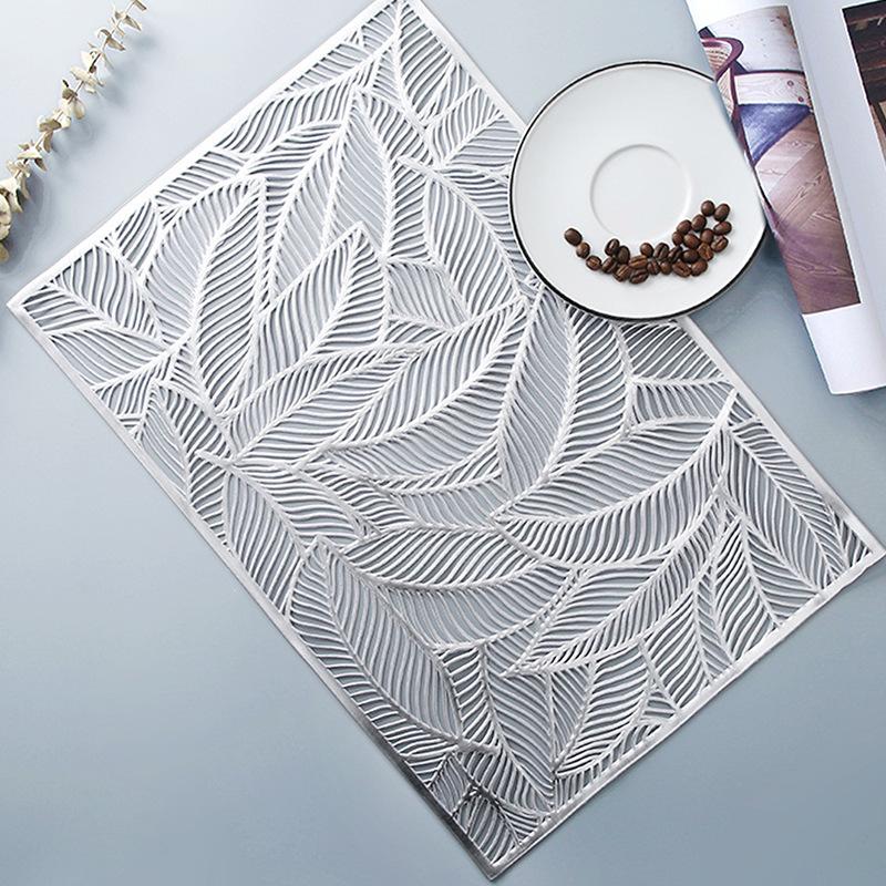 Bronzing PVC Table Runner 35*180cm Leaf Hollow Anti-slip Heat Insulation Dinning Table Mat Home Hotel Tablecloth Decoration