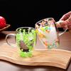 1 taza para té y café de vidrio de borosilicato de alta calidad Ins Trends, taza con flores secas y flores, taza de vidrio de doble pared resistente al calor simple