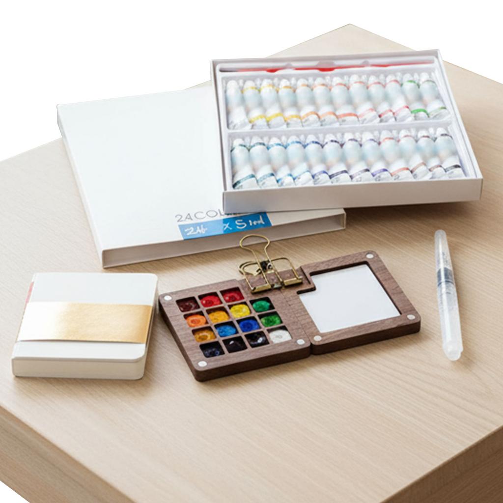 Watercolor Palette Set Mini Pocket Artist Watercolor Paint Palette Travel Sets with Brush and Sketchbook for Painters Artists