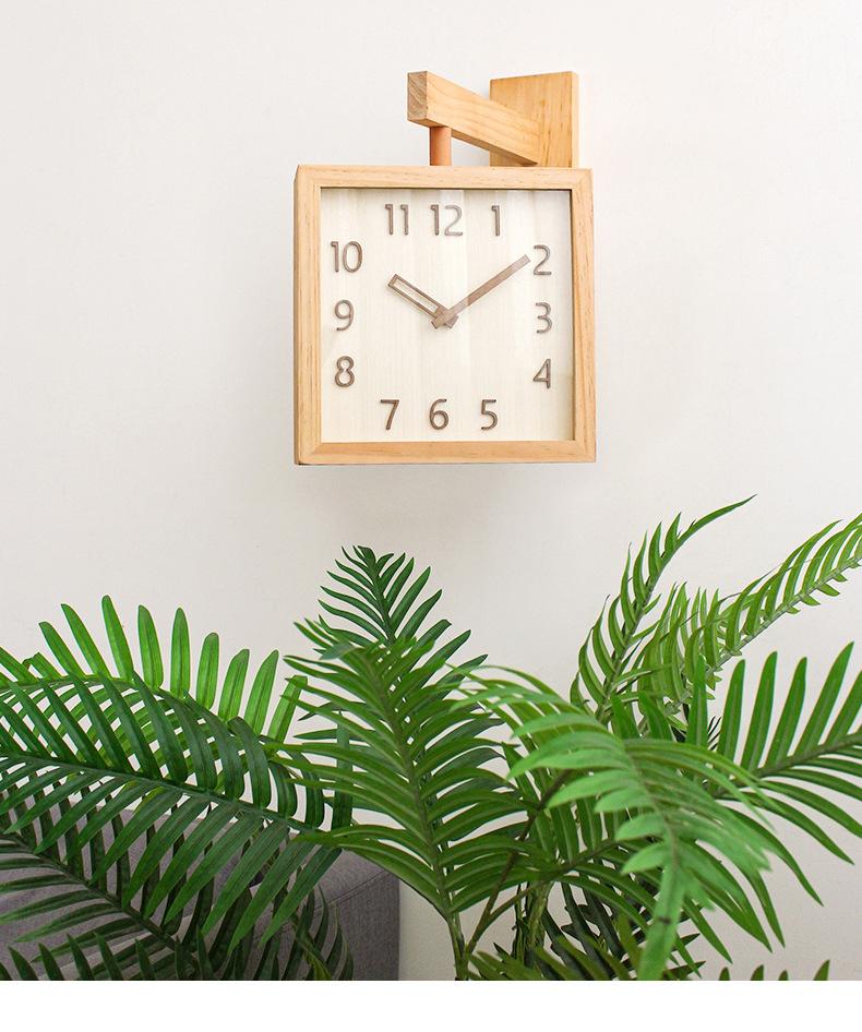 Clock Solid Wood Double-sided Wall Clock Silent Living Room Home Simple Modern Japanese Clock Wall Corner Two-sided Clocks
