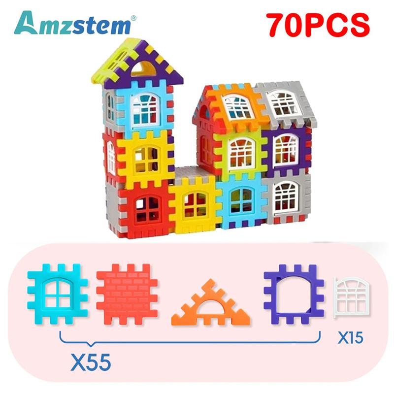 

Children 3D Puzzle Game Cube Block Toys DIY House Building Blocks Children s Educational Toys Parent-Child Interaction Gift 70pcs